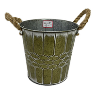 Pot de fleurs galvanisé Décoration d'intérieur-Seaux ronds gris Pot de fleurs en métal Jardinière de jardin en fer Conteneur pour plantes