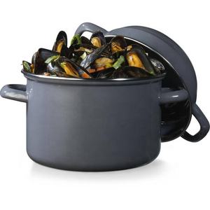 Olla para <span class=keywords><strong>Mejillones</strong></span> de Acero Esmaltado con Tapa, 18 cm, 20 cm, Nueva, Olla para Mariscos Vintage, Pequeña, 13.5 cm - Product Image 2