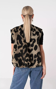 <span class=keywords><strong>Chaleco</strong></span> de <span class=keywords><strong>Piel</strong></span> Sintética con Estampado de Leopardo <span class=keywords><strong>Beige</strong></span> Personalizado para Mujer |   <span class=keywords><strong>Chaleco</strong></span> con Cierre y Bolsillos para Otoño, Estilo Vintage Informal - Product Image 4