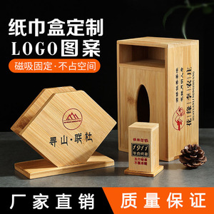 Caja de pañuelos de bambú rectangular hecha a mano para uso doméstico y comercial con logotipo personalizado - Product Image 3
