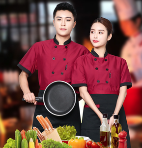 Venta al por mayor de alta calidad de cocinero personalizado Hotel cocina Chef abrigo de algodón poliéster Chef chaquetas restaurante negro mujeres Chef uniforme - Product Image 1