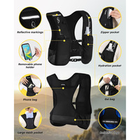 Gilet de course unisexe en polyester léger avec poche pour bouteille, bandes réfléchissantes, gilet de sport réglable
