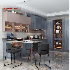 Armarios de cocina de alta calidad personalizados, color <span class=keywords><strong>gris</strong></span> y blanco, luz decorativa Led, diseño cálido, <span class=keywords><strong>roble</strong></span> - Product Image 3