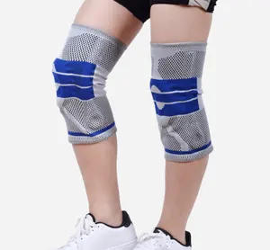 Trung Quốc Nhà Máy Chân Đàn Hồi Bọc Silicon Spandex Dệt Kim Gel Riêng Logo Workout Knee Brace