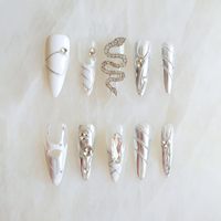 Uñas postizas de acrílico de calidad profesional, estilo stiletto mariposa, cobertura completa, con pegamento, diseño de lujo pintado a mano, uñas con logo personalizado.