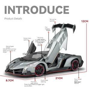Eveno 1:24 <span class=keywords><strong>Rambo</strong></span> Super Car Diecast Model Sound Light Pullback Metal Ornamento con puertas abiertas Decoración Juguetes para niños - Product Image 4