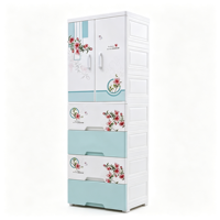Armoire en plastique pour enfants à 5 niveaux 50x38x145cm, armoire de rangement pour bébé avec porte et tiroirs pour le rangement dans la chambre des enfants