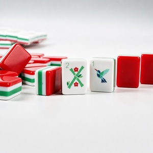 Style européen et américain transfrontalier, design rouge à quatre couches et blocs de couleurs, ensemble de mahjong occidental portable, directement de l'usine - Product Image 3