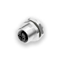 Conector de fábrica al por mayor de alta calidad CE RoHS, conector chapado en oro de 5 pines M12, toma de código A, copa de soldadura de montaje en Panel IP67