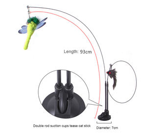 Juguete Interactivo para Gatos al por Mayor, Pluma Desmontable de Repuesto, Varita de Acero con Forma de <span class=keywords><strong>Mariposa</strong></span> y Ventosa - Product Image 3