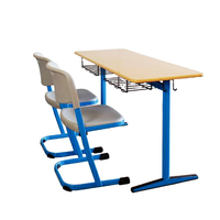 Table d'étude double de conception moderne et ensemble bureau et chaise en métal avec structure en fer pour l'école et le salon