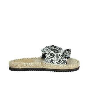 Ciabatta Bassa Donna SASS240770 Nero Bianco Sandali Piatti Stile Espadrillas - Product Image 4