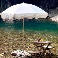 Parasols de piscine extérieure HH Vente en gros Parasols décoratifs modernes et vintage blancs Boho à glands festonnés Parasols de patio de pagode de luxe