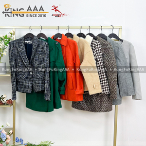 Casaco de Lã Feminino Usado por Atacado, Com Forro de Fleece, Casual, Tecido Misturado, Vintage para o Inverno - Product Image 4