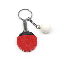 Porte-clés de sport en métal, gadget de raquette de tennis de table, cadeau de ping-pong, vente en gros