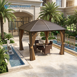 Pergola/Gazebo en Acier Galvanisé Étanche et Antirouille avec <span class=keywords><strong>Moustiquaire</strong></span> Rigide 3x3m 3x4m pour <span class=keywords><strong>Terrasse</strong></span> de Toit Usage Commercial - Product Image 1