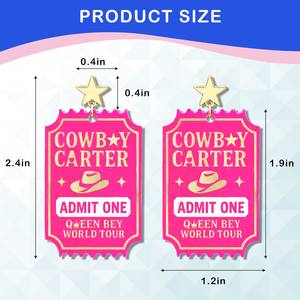 Pendientes de moda con dijes de esmalte de sombrero rosa, botas de vaquero y accesorios para la cabeza, joyería para mujer - Product Image 3