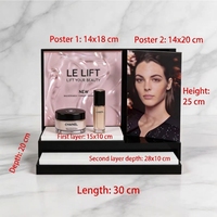 Support de présentation cosmétique pliable, rotatif, portable, amovible, en acrylique noir, écologique, recyclable, moderne et personnalisé