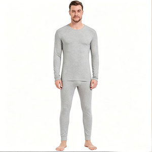 <b>Men's</b> Bamboo Fiber Cotton <b>Thermal</b> <b>Underwear</b> Set Custom Long Sleeve Top And Bottom sleepwear Solid Color Wholesale Factory - Product Image 3