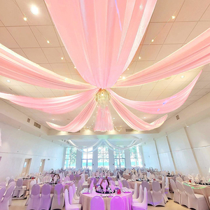 Luxurious White Wedding Chiffon Ceiling Drapes Party Supply <b>Curtains</b> <b>for</b> Elegant Decorations - Product Image 2