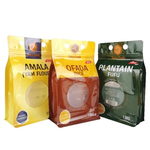 Sachets de farine de manioc en aluminium, emballage alimentaire, étiquette personnalisée en plastique, fond plat, 1.5kg, sac à fermeture éclair de farine d'igname avec suspension h - Product Image 3