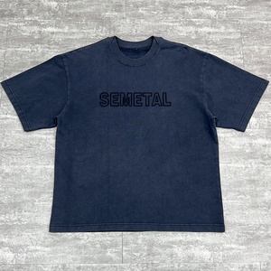Custom Designer Boxy Shirt for Men 100% Cotton Embroidered Oversized Cropped T-Shirt Vintage Distressed Acid Wash T Shirt - Product Image 1