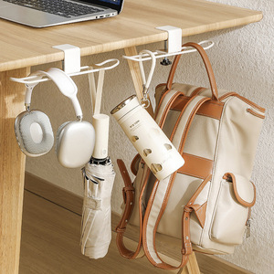 Support de rangement suspendu pour sac de bureau, blanc, avec crochets réglables, organisateur de bureau, crochet de rangement pour sac à dos - Product Image 2