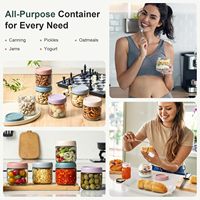Pot en verre scellé au design moderne avec couvercle en plastique pour le stockage des aliments - Accessoires de cuisine pour les flocons d'avoine, le yaourt, les collations, les boîtes, les couvercles
