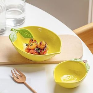 Creative Cartoon Lemon-Shaped Porcelain Underglaze Colored Tableware Household Rice Bowls Dinnerware Sets
