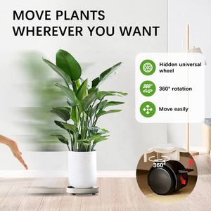360 <span class=keywords><strong>support</strong></span> de <span class=keywords><strong>support</strong></span> de plante en plastique robuste rotatif maison jardin plateau de Pot de fleur amovible avec roues - Product Image 2