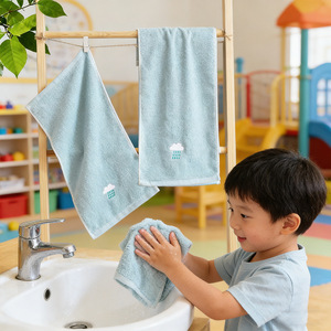 Serviette en pur coton pour enfants, 50x25cm, imprimé dessin animé, serviette douce pour le visage, pour enfants, utilisation à la maison et à la maternelle - Product Image 3