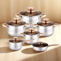 Set Perlengkapan Makan Dessini 12 Buah Panci Multifungsi Stainless Steel Ramah Lingkungan Anti Lengket Tutup Kaca Temper Modern