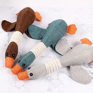 Jouet pour animaux de compagnie de haute qualité résistant aux morsures dents vocales en peluche chat chien jouet lin oie sauvage