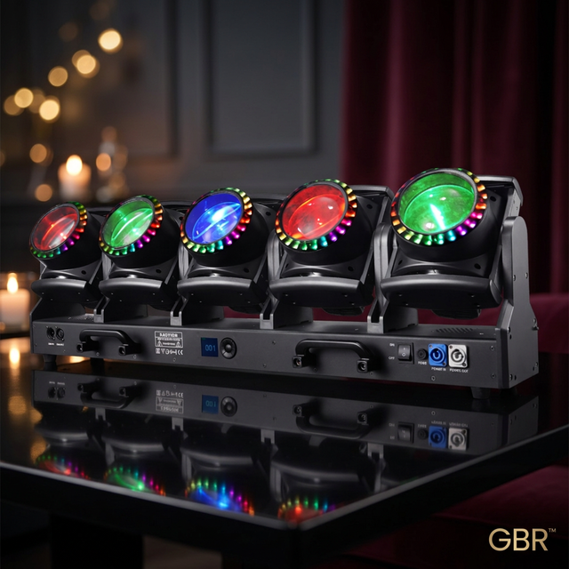 5x120W RGB Lemon Yellow Zoom LED Moving Bar Light With Halo Ring DMX RDM 5 Heads Tornado Beam Stage Light for DJ Club Event