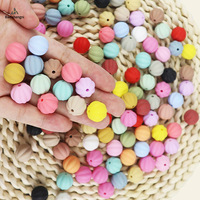 Perles rondes en silicone de 15 mm en forme de citrouille pour bracelet, accessoires de chaîne de sucette pour bébé, couleur bonbon