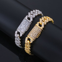 Bracelet cubain hip-hop en argent sterling 925 avec moissanite VVS certifiée GRA, serti griffe, style Iced Out, pour la vente en gros de bijoux