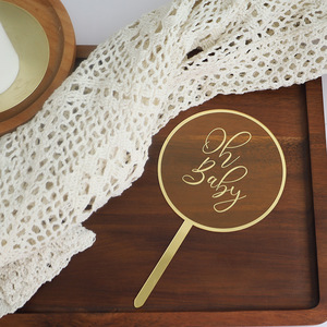 ท็อปเปอร์เค้กอะคริลิคสำหรับงานเลี้ยงฉลองทารกแรกเกิด ลายฮันนี่แอนด์สวีทเนส  "It's A Boy Girl"  "โอ้ เบบี้" ของตกแต่งสำหรับโต๊ะของหวานในงานปาร์ตี้ - Product Image 2