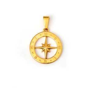 Kalung Liontin Rantai Bambu Bintang Utara Kompas Retro Minimalis Fashion Stainless Steel Terlaris untuk Pria Wanita - Product Image 6