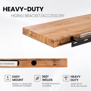 Kệ nổi cho tường mộc mạc rắn sống cạnh gỗ Kệ tường nặng với khung vô hình, Bộ 2 cho nhà - Product Image 4