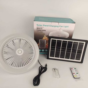 Led <b>Ceiling</b> Fan <b>Light</b> 260mm Flush Mount <b>Remote</b> <b>Control</b> Dc Motor Plastic Body With Solar Panel - Product Image 3