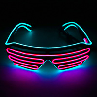 Vente en gros de lunettes de fête lumineuses bleues en plastique PVC à LED stores de bar sans lignes décorations d'Halloween à bas prix