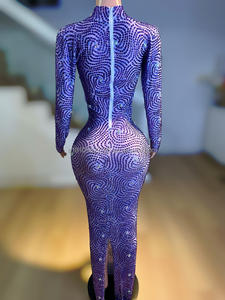 Rotating Shiny Full Diamond Tight and Sexy Jumpsuit Bar Net <strong>Red</strong> Collar <strong>Dance</strong> Stage Show Celebration Performance <strong>Dress</strong> - Product Image 2