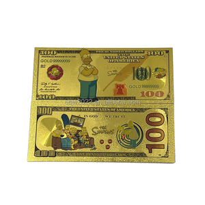 RTS envío gratis Los Simpson Tarjeta de dibujos animados de anime <span class=keywords><strong>100</strong></span> dólares 24K billete Chapado en lámina de oro con diseño personalizado - Product Image 4
