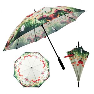 Parapluie de golf coupe-vent en pongé RPET sans PFOA avec poignée en EVA, impression de logo personnalisée, fermeture manuelle, idéal pour les voyages - Product Image 1