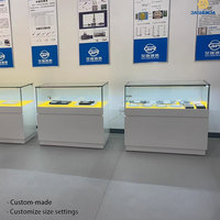 Vitrine de musée pour bijoux en jade, gris, haute qualité, rectangulaire |   Vitrine en verre avec éclairage LED, écologique, imperméable, recyclable