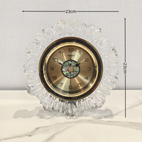 Horloge de table LED lumineuse à quartz silencieux avec cadran en nacre, décoration de luxe pour la maison, horloge de bureau ou de cheminée, cadeau de pendaison de crémaillère