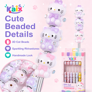 Penne Gel KAIX Premium 0.5mm con Perline, Penne a Sfera Estetiche con Gatto Cartoon per Ragazze, Regali Scolastici Fai-da-Te - Product Image 6