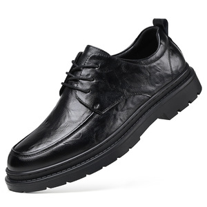 รองเท้าหนังผู้ชายแบบลำลองสำหรับธุรกิจ รองเท้าแบบผูกเชือกสีดำ พื้นนุ่ม รองเท้าทำงาน รองเท้าทางการ สำหรับวัยรุ่นอายุ 18-40 ปี - Product Image 5