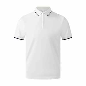 Polo de manga corta con media cremallera y cuello, de algodón, para verano, ropa de trabajo, con logo personalizado, en colores gris, amarillo limón, rosa rubor, azul marino, blanco y negro. - Product Image 5