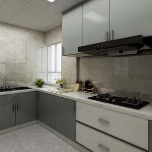 Ensemble de meubles de cuisine compact et moderne avec évier, modulaire, extractible, prêt à assembler, style shaker, directement de l'usine - Product Image 2